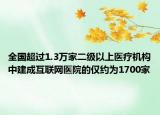 全國超過1.3萬家二級以上醫(yī)療機構(gòu)中建成互聯(lián)網(wǎng)醫(yī)院的僅約為1700家