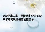 100平米三室一廳裝修多少錢 100平米不同風(fēng)格裝修的報價單