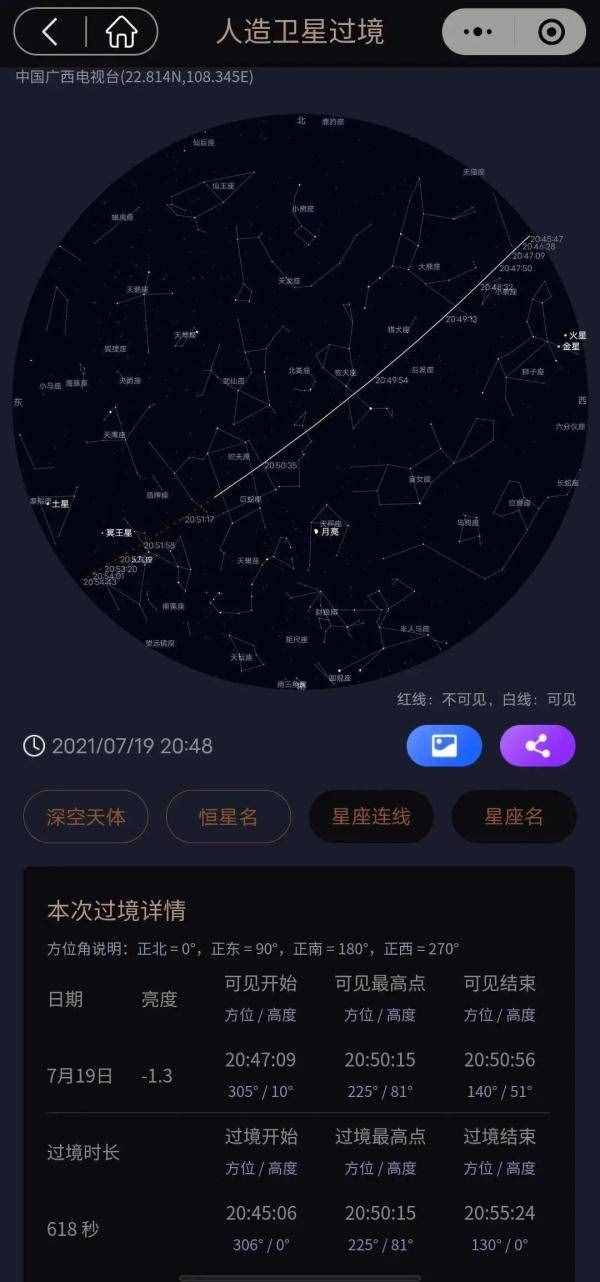 你看到?jīng)]？中國(guó)空間站昨晚飛過(guò)廣西上空！明晚還有機(jī)會(huì)
