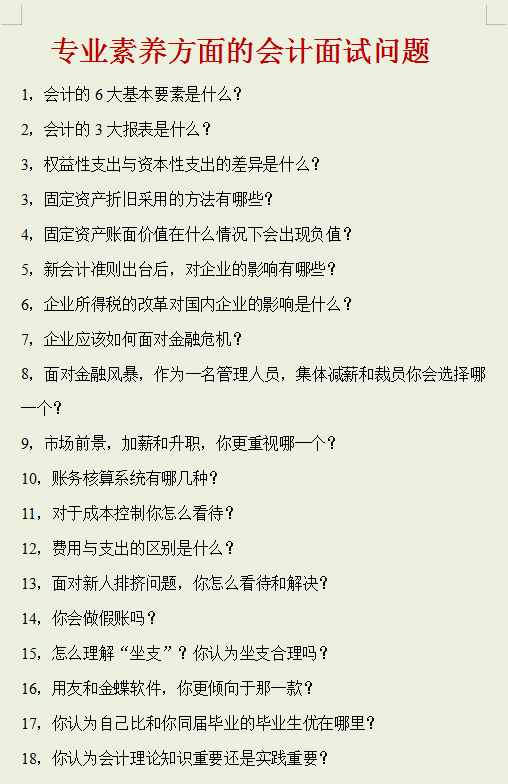 10年HR分享會計面試指南：背會這25個面試問題及答案，面試穩(wěn)過