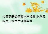 今日更新如何賣小產(chǎn)權(quán)房 小產(chǎn)權(quán)的房子沒房產(chǎn)證能買么