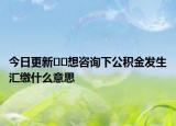 今日更新??想咨詢下公積金發(fā)生匯繳什么意思