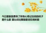 今日更新我費勁了所有心思記住你的樣子是什么歌 潛臺詞完整版歌詞在線聽歌