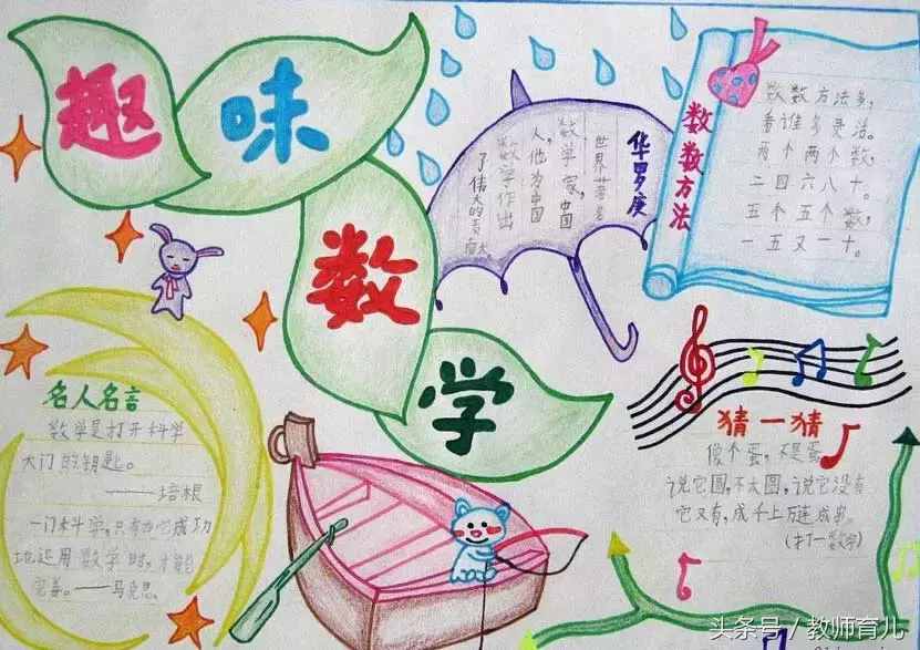 這21張趣味數(shù)學(xué)手抄報(bào)，孩子也許能用得上！老師家長收藏