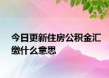 今日更新住房公積金匯繳什么意思