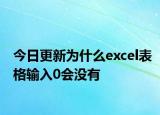 今日更新為什么excel表格輸入0會(huì)沒有