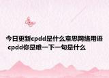 今日更新cpdd是什么意思網(wǎng)絡(luò)用語 cpdd你是唯一下一句是什么