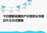 今日更新離婚財產(chǎn)分割協(xié)議書通過什么方式撤銷