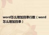 word怎么增加目錄行數(shù)（word怎么增加目錄）