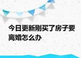 今日更新剛買了房子要離婚怎么辦