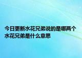 今日更新水花兄弟說的是哪兩個 水花兄弟是什么意思