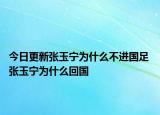 今日更新張玉寧為什么不進國足 張玉寧為什么回國