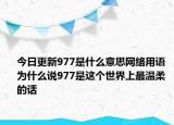 今日更新977是什么意思網(wǎng)絡(luò)用語 為什么說977是這個(gè)世界上最溫柔的話