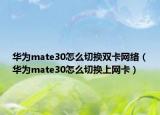 華為mate30怎么切換雙卡網(wǎng)絡(luò)（華為mate30怎么切換上網(wǎng)卡）