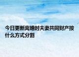 今日更新離婚時(shí)夫妻共同財(cái)產(chǎn)按什么方式分割