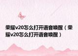榮耀v20怎么打開語(yǔ)音喚醒（榮耀v20怎么打開語(yǔ)音喚醒）