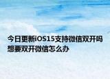 今日更新iOS15支持微信雙開嗎想要雙開微信怎么辦