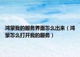 鴻蒙我的服務(wù)界面怎么出來（鴻蒙怎么打開我的服務(wù)）