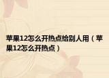 蘋果12怎么開熱點(diǎn)給別人用（蘋果12怎么開熱點(diǎn)）