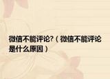 微信不能評論?（微信不能評論是什么原因）