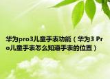 華為pro3兒童手表功能（華為3 Pro兒童手表怎么知道手表的位置）
