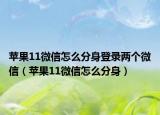 蘋果11微信怎么分身登錄兩個(gè)微信（蘋果11微信怎么分身）