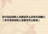 支付寶自動(dòng)轉(zhuǎn)入余額寶怎么沒有關(guān)閉窗口（支付寶自動(dòng)轉(zhuǎn)入余額寶怎么取消）