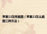 蘋果13怎樣截圖（蘋果13怎么截圖三種方法）