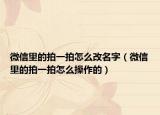 微信里的拍一拍怎么改名字（微信里的拍一拍怎么操作的）