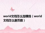 world文檔怎么加橫線（world文檔怎么刪頁數(shù)）