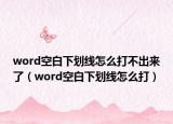 word空白下劃線怎么打不出來了（word空白下劃線怎么打）