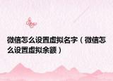 微信怎么設(shè)置虛擬名字（微信怎么設(shè)置虛擬余額）