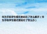 華為手機學(xué)生模式密碼忘了怎么解開（華為手機學(xué)生模式密碼忘了怎么辦）