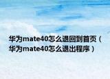 華為mate40怎么退回到首頁（華為mate40怎么退出程序）
