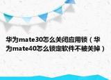 華為mate30怎么關(guān)閉應(yīng)用鎖（華為mate40怎么鎖定軟件不被關(guān)掉）