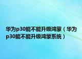 華為p30能不能升級(jí)鴻蒙（華為p30能不能升級(jí)鴻蒙系統(tǒng)）