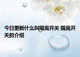 今日更新什么叫隔離開關(guān) 隔離開關(guān)的介紹