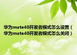 華為mate40開發(fā)者模式怎么設(shè)置（華為mate40開發(fā)者模式怎么關(guān)閉）