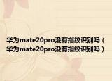 華為mate20pro沒有指紋識(shí)別嗎（華為mate20pro沒有指紋識(shí)別嗎）