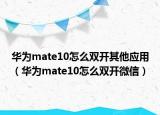 華為mate10怎么雙開其他應(yīng)用（華為mate10怎么雙開微信）