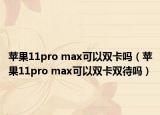 蘋果11pro max可以雙卡嗎（蘋果11pro max可以雙卡雙待嗎）