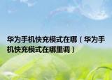 華為手機快充模式在哪（華為手機快充模式在哪里調(diào)）