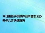 今日更新手機媒體沒聲音怎么辦 教你幾步快速解決