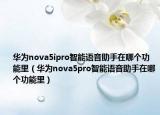 華為nova5ipro智能語音助手在哪個功能里（華為nova5pro智能語音助手在哪個功能里）