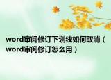 word審閱修訂下劃線如何取消（word審閱修訂怎么用）