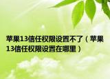 蘋果13信任權(quán)限設(shè)置不了（蘋果13信任權(quán)限設(shè)置在哪里）