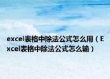 excel表格中除法公式怎么用（Excel表格中除法公式怎么輸）
