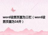word設置頁面為三欄（word設置頁面為16開）