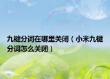 九鍵分詞在哪里關(guān)閉（小米九鍵分詞怎么關(guān)閉）