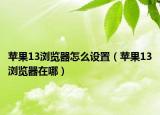 蘋果13瀏覽器怎么設(shè)置（蘋果13瀏覽器在哪）
